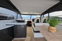 Interior of 2014 Princess V48 Open yacht with modern seating and decor.