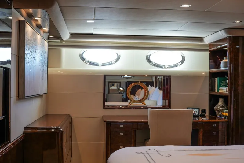 Serendipity Yacht Photos Pics Luxurious interior of 2001 Lazzara 94 Motor Yacht with elegant furnishings and decor.