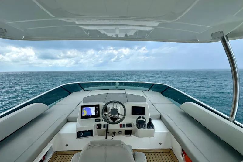  Yacht Photos Pics Cockpit view of 2020 Absolute NAVETTA 48 yacht overlooking the ocean.