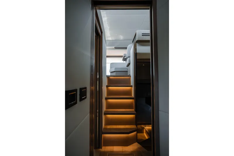  Yacht Photos Pics Staircase with ambient lighting inside 2020 Absolute NAVETTA 48 yacht.