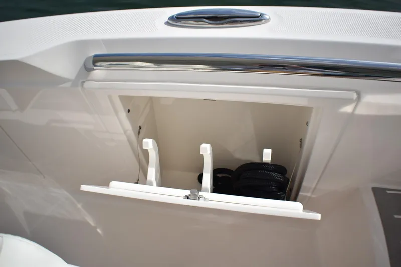 Str8to Yacht Photos Pics Storage compartment on 2025 Tiara Yachts 43 LS, featuring sleek design and practical utility.