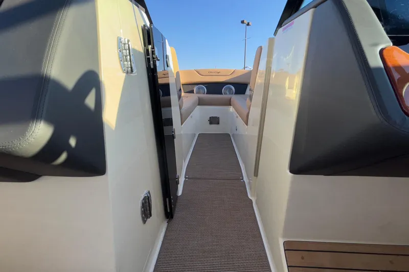  Yacht Photos Pics 2026 Chris-Craft Sportster 28 interior with sleek seating and modern design.