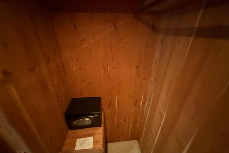  Yacht Photos Pics Wooden interior with a safe, Heesen 144 yacht, 1990 model.