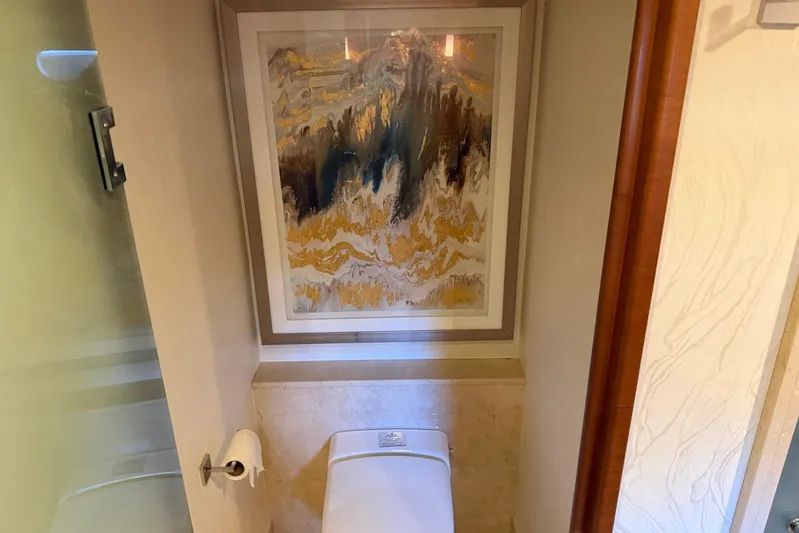  Yacht Photos Pics Bathroom on 1990 Heesen 144 yacht with abstract wall art.
