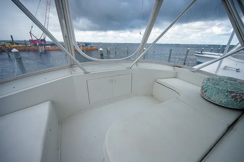  Yacht Photos Pics Interior view of 1998 Viking 47 Convertible yacht with ocean backdrop.