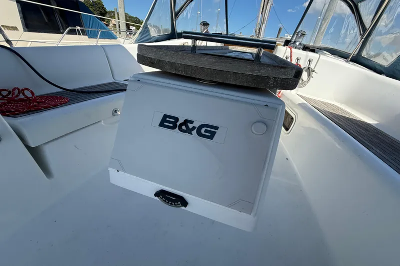 Magic Maddie 2 Yacht Photos Pics Cockpit of 2010 Beneteau Oceanis 43 sailboat with B&G navigation equipment.