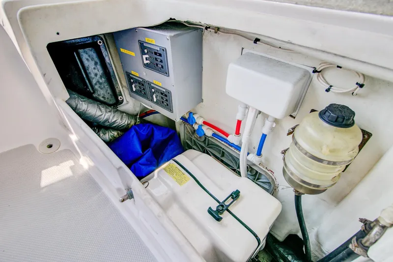  Yacht Photos Pics Electrical panel and components inside a 2011 Catalina 445 sailboat.