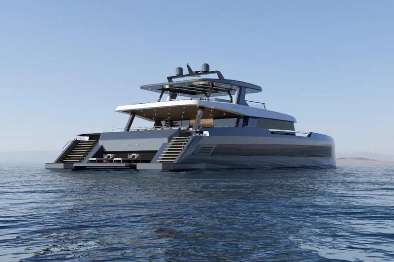  Yacht Photos Pics Luxury yacht Moon 9ty 2027 on calm sea, showcasing sleek modern design.