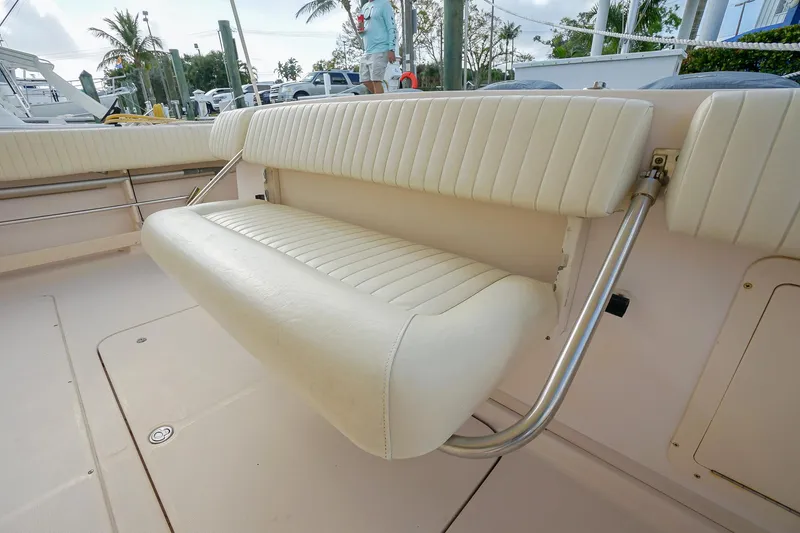  Yacht Photos Pics 2007 Grady-White Express 360 boat with white cushioned seating in the deck area.