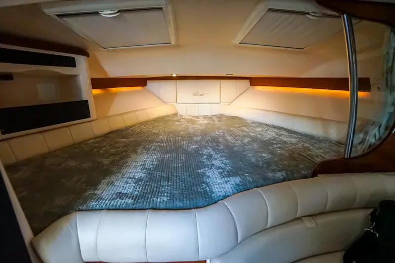  Yacht Photos Pics 2007 Grady-White Express 360 cabin interior with plush seating and ambient lighting.