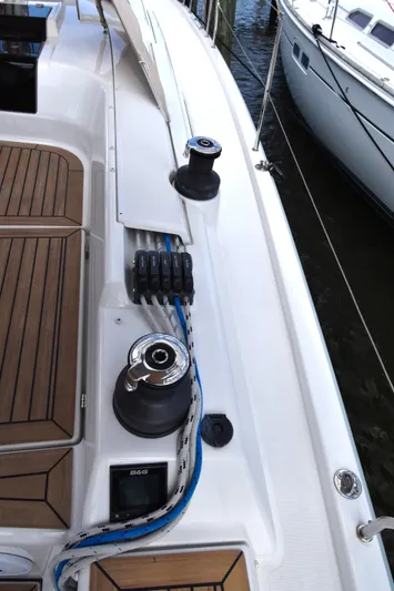 Maelynn Rose Yacht Photos Pics 2019 Hanse 458 yacht deck with winches and ropes.