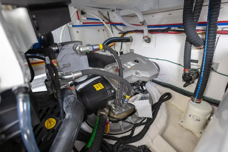 Luca Yacht Photos Pics Engine compartment of a 2023 Sabre 43 Salon Express yacht.