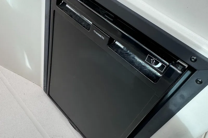 "flying Low" Yacht Photos Pics Dometic refrigerator in 2008 Back Cove 33 boat interior.