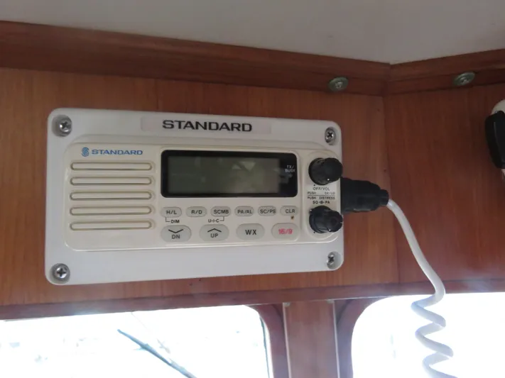 Patient Lady Yacht Photos Pics Standard radio in DeFever 49 Pilothouse, 1987 model.