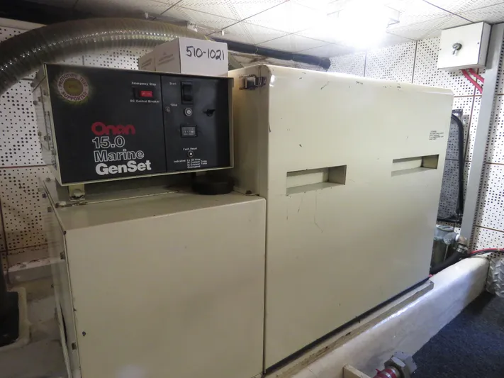 Patient Lady Yacht Photos Pics Onan 15.0 Marine GenSet in 1987 DeFever 49 Pilothouse.