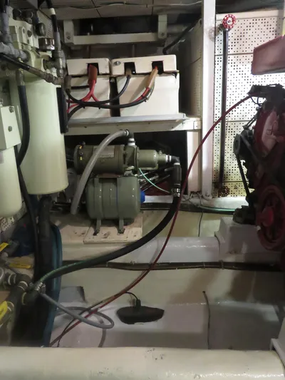 Patient Lady Yacht Photos Pics Engine room of 1987 DeFever 49 Pilothouse yacht.