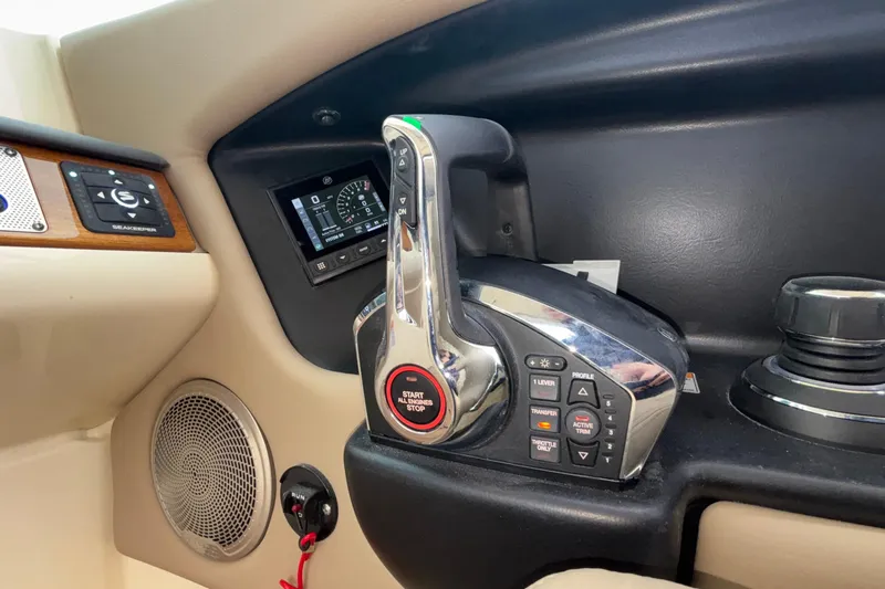  Yacht Photos Pics Control panel of 2026 Chris-Craft Calypso 28 boat with throttle and display.