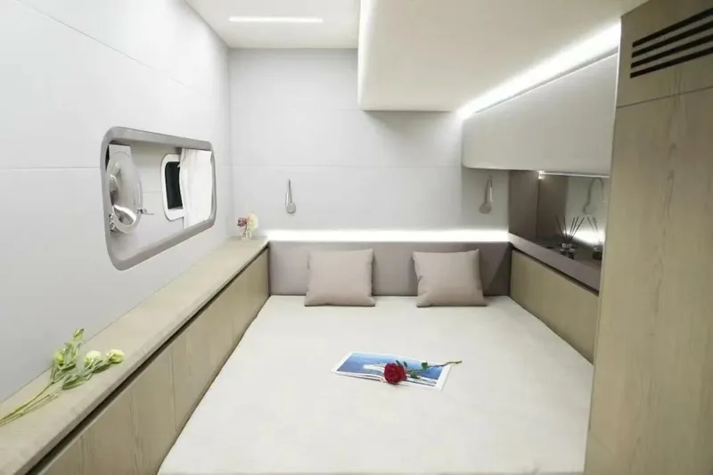  Yacht Photos Pics Luxurious 2025 GZ Yachts TY560 cabin interior with modern design and elegant decor.