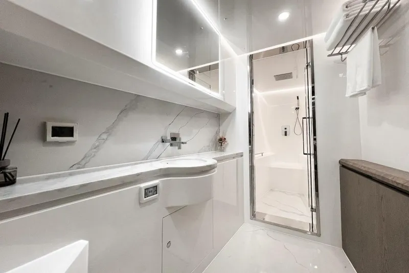  Yacht Photos Pics Luxurious bathroom interior of 2025 GZ Yachts TY560, featuring sleek modern design.