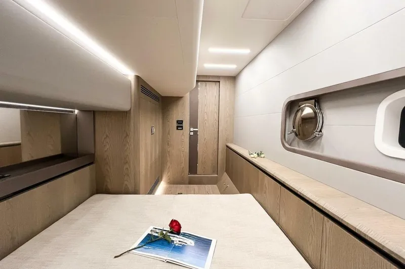  Yacht Photos Pics Luxurious interior of 2025 GZ Yachts TY560, featuring elegant wood finishes and modern design.