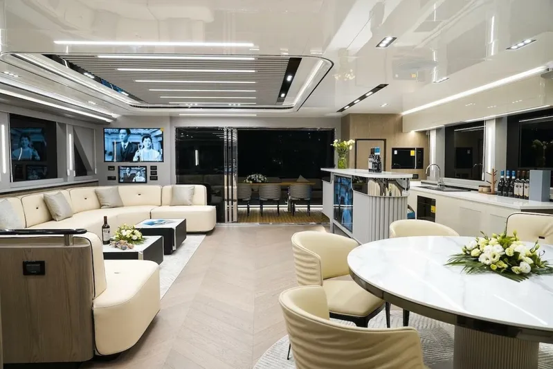  Yacht Photos Pics Luxurious interior of 2025 GZ Yachts TY560, featuring modern design and elegant furnishings.