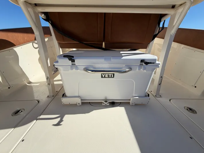  Yacht Photos Pics Yeti cooler on 2026 Scout 277 LXF boat.