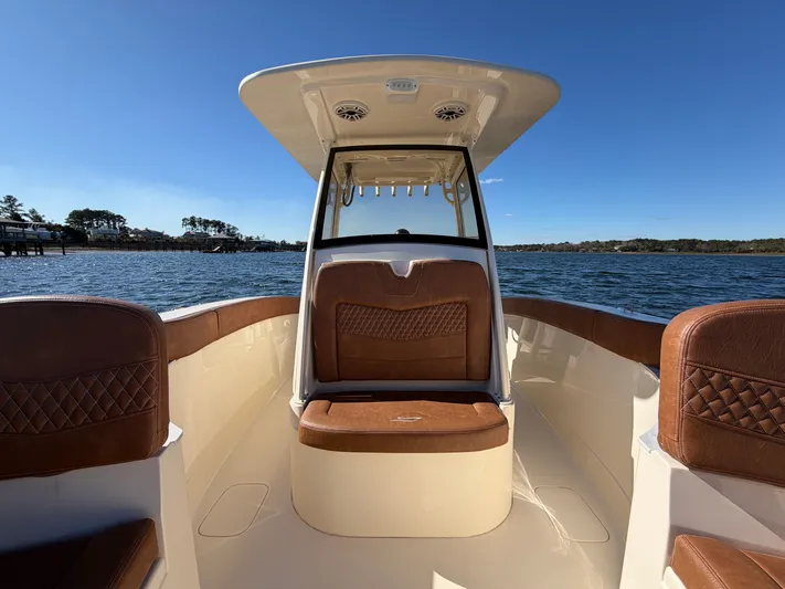  Yacht Photos Pics Interior view of 2026 Scout 277 LXF boat on the water.