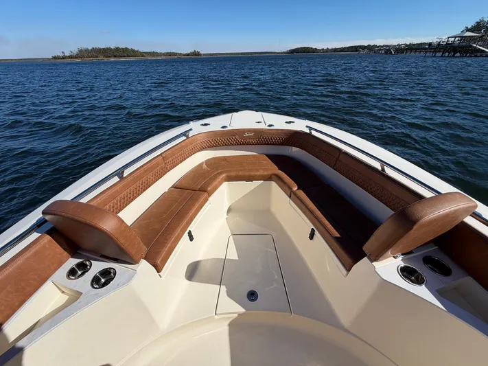  Yacht Photos Pics Luxurious interior of Scout 277 LXF boat, model year 2026.