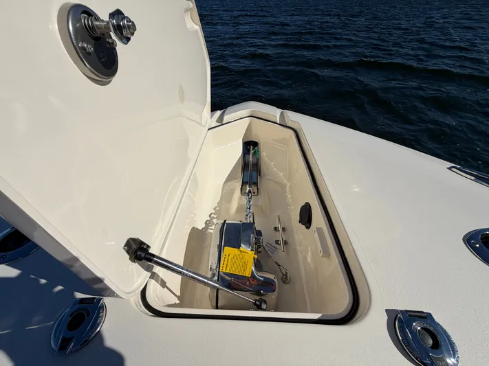 Yacht Photos Pics Anchor locker of 2026 Scout 277 LXF on open water.