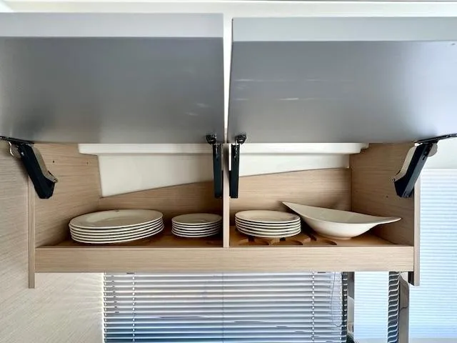 Mighty Mic Yacht Photos Pics Crockery - Galley - Upper Cabinets - Port Side