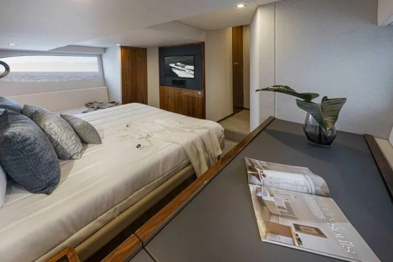  Yacht Photos Pics Luxurious interior of 2026 Riviera 4600 Sport Yacht Platinum Edition with elegant decor.