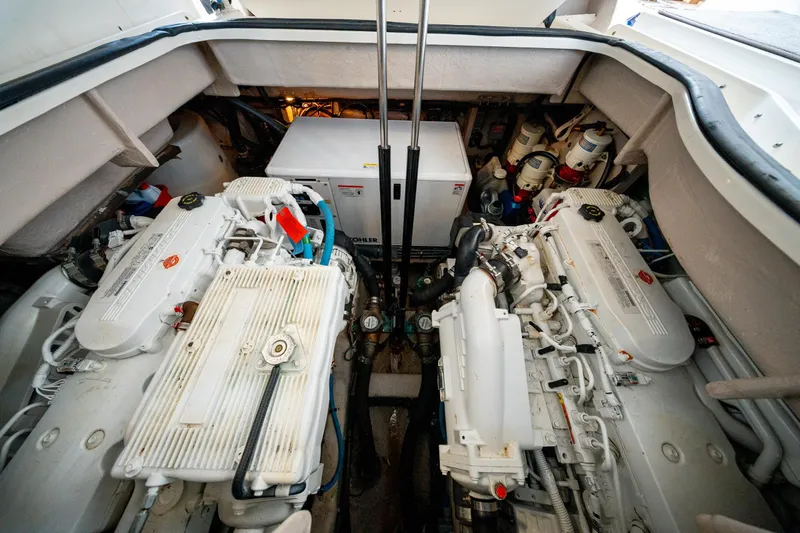  Yacht Photos Pics Engine room of 2016 Sea Ray Sundancer 400 with dual engines and Kohler generator.
