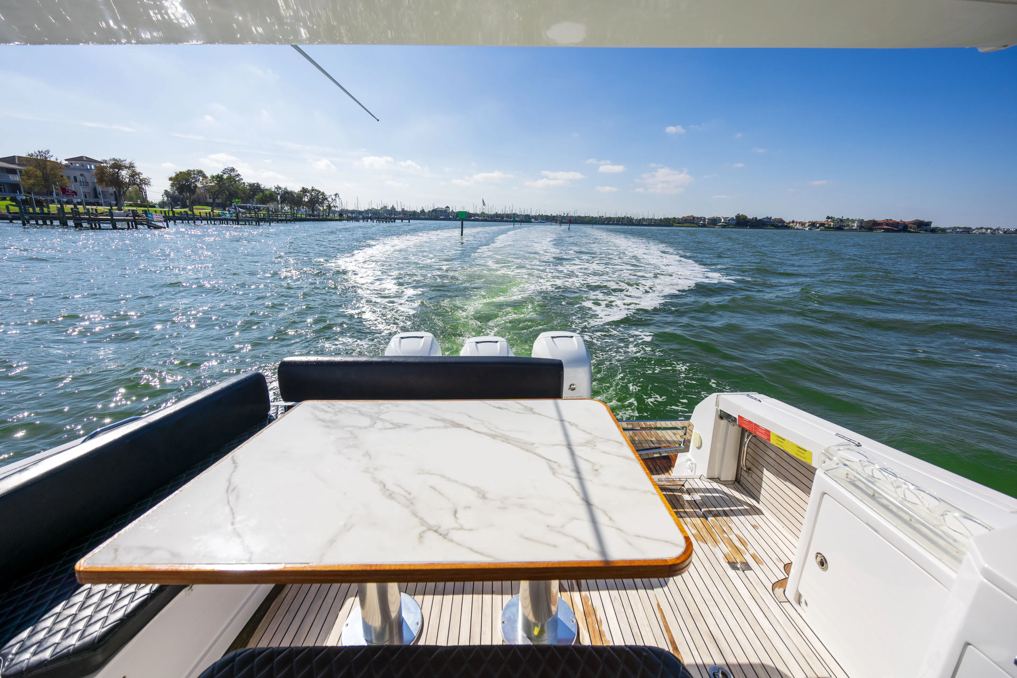  Yacht Photos Pics Azimut Verve 40 Yacht 2018 with marble table on deck.