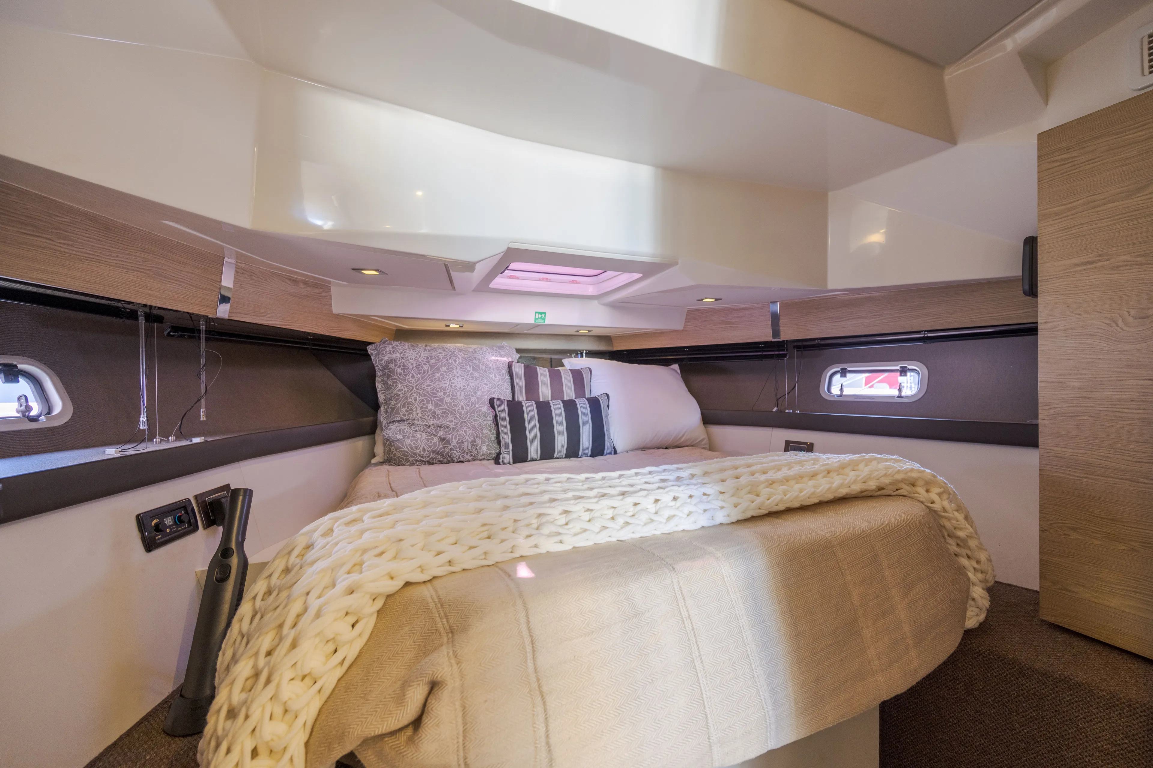  Yacht Photos Pics Luxurious cabin of the 2018 Azimut Verve 40 yacht.