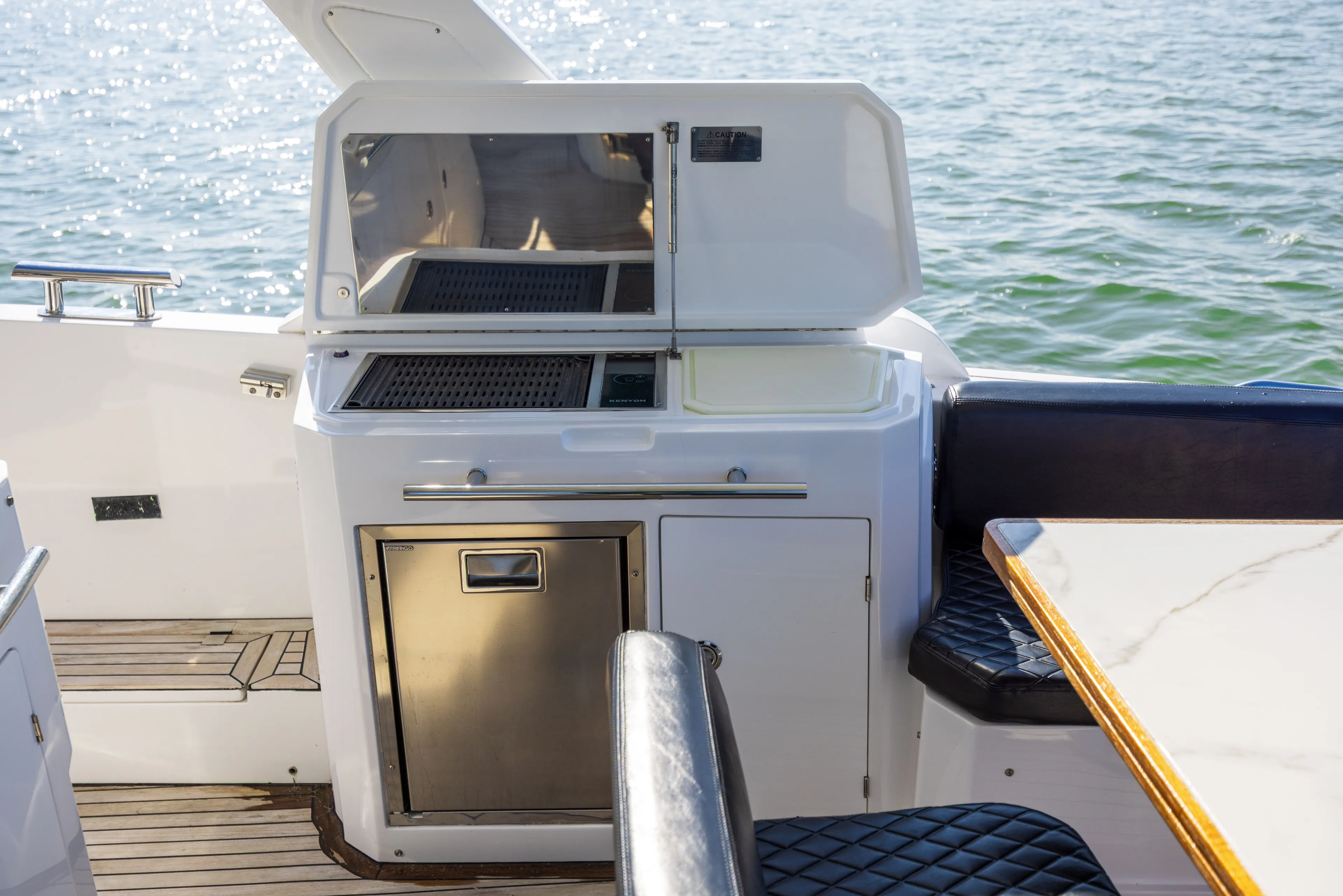  Yacht Photos Pics Azimut Verve 40 yacht kitchen with grill, 2018 model.