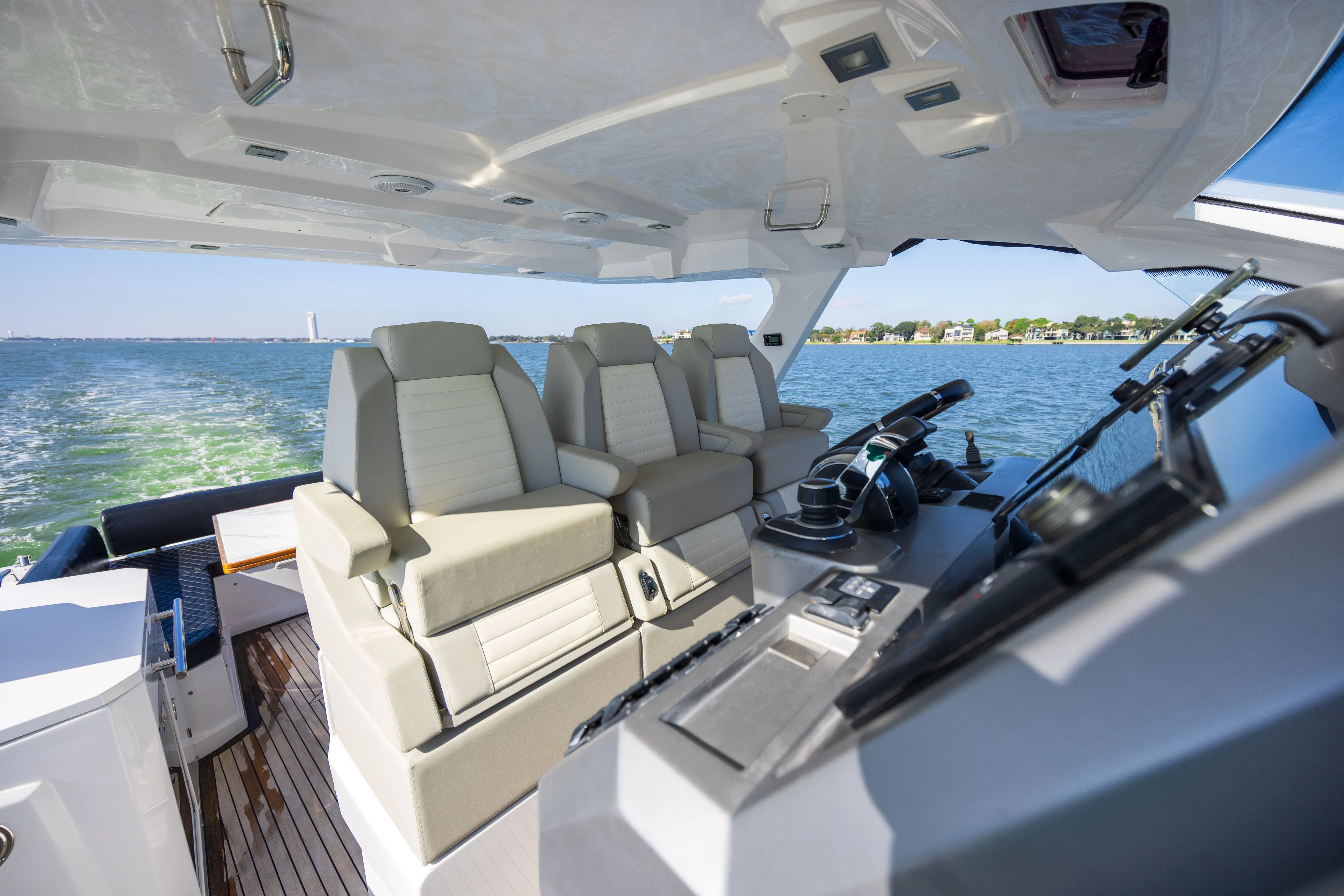  Yacht Photos Pics Interior of 2018 Azimut Verve 40 yacht with luxurious seating.