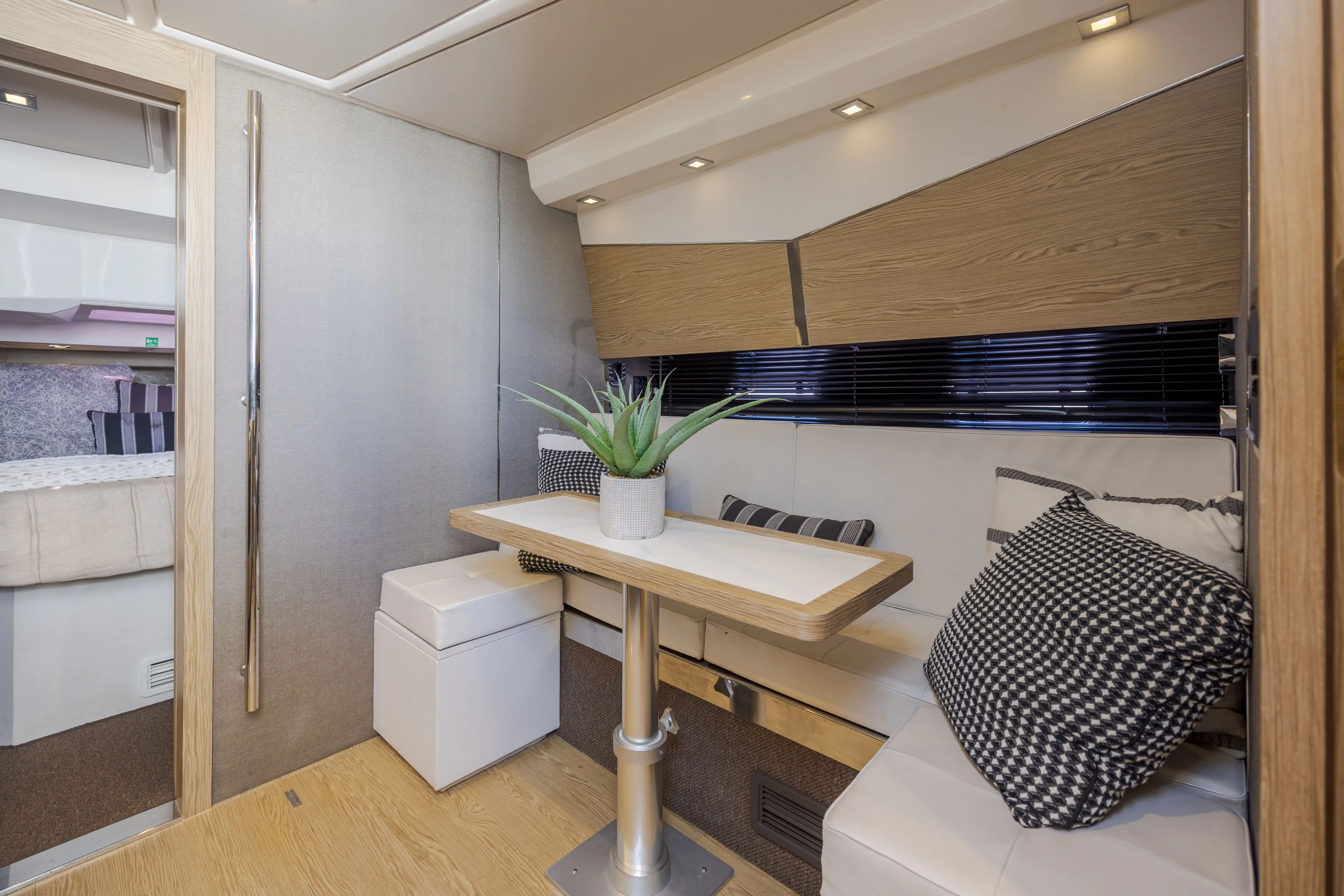  Yacht Photos Pics Interior of Azimut Verve 40 yacht, modern design, 2018 model.