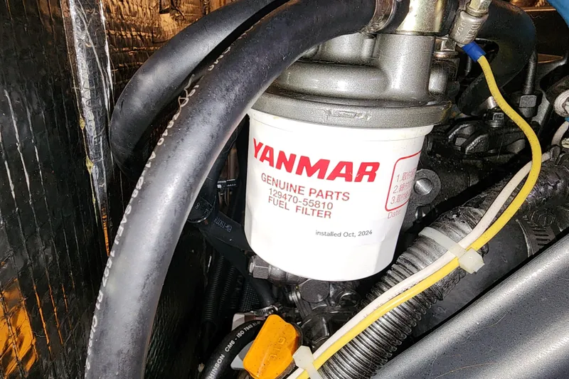Danza Yacht Photos Pics Yanmar fuel filter in a 2007 Hanse 400e engine compartment, installed October 2024.