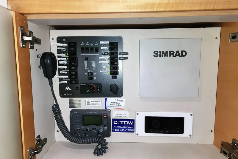 Danza Yacht Photos Pics Electrical panel and communication equipment on a 2007 Hanse 400e sailboat.