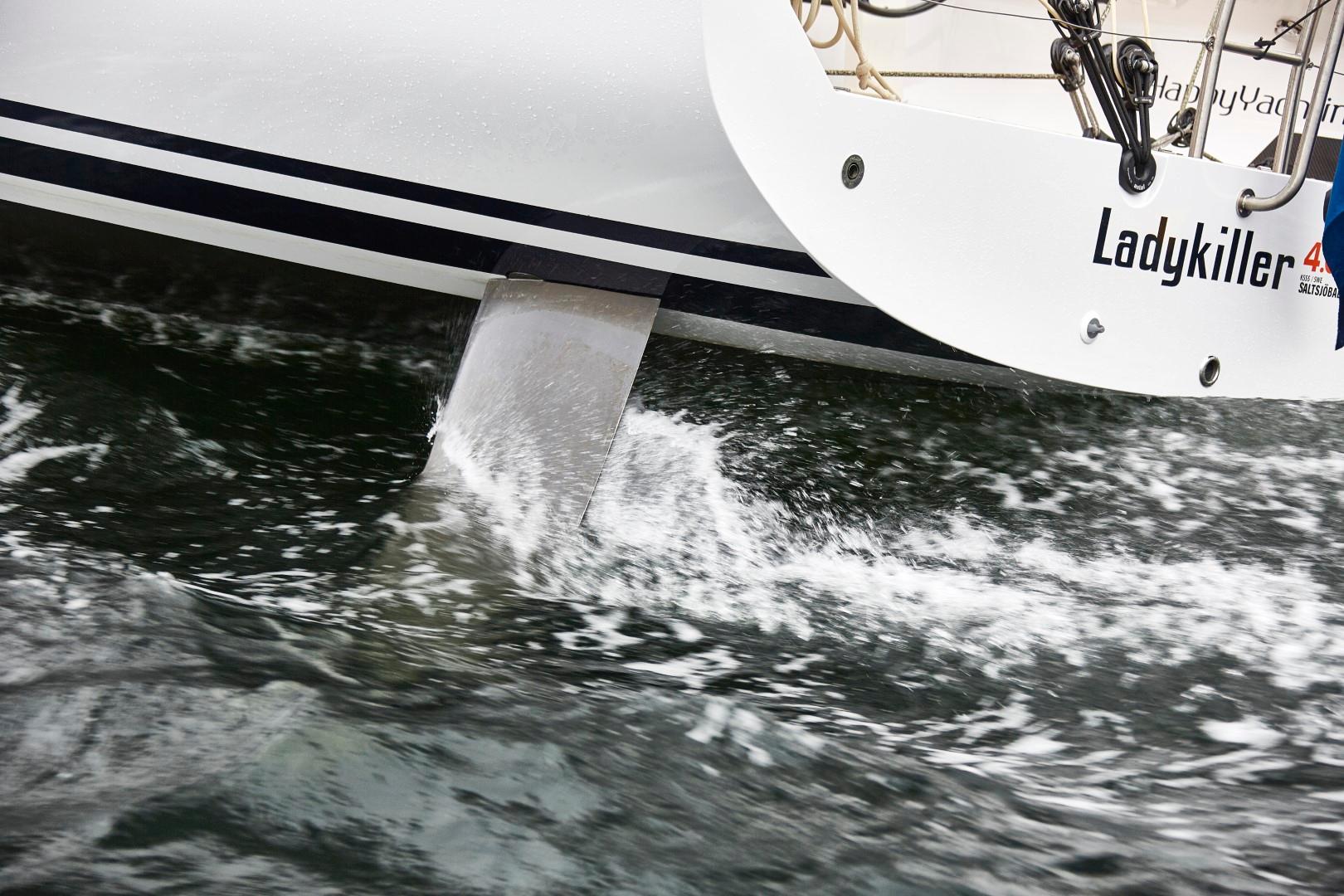 Sailing yacht Shogun 50, 2024 model, cutting through water with sleek design.