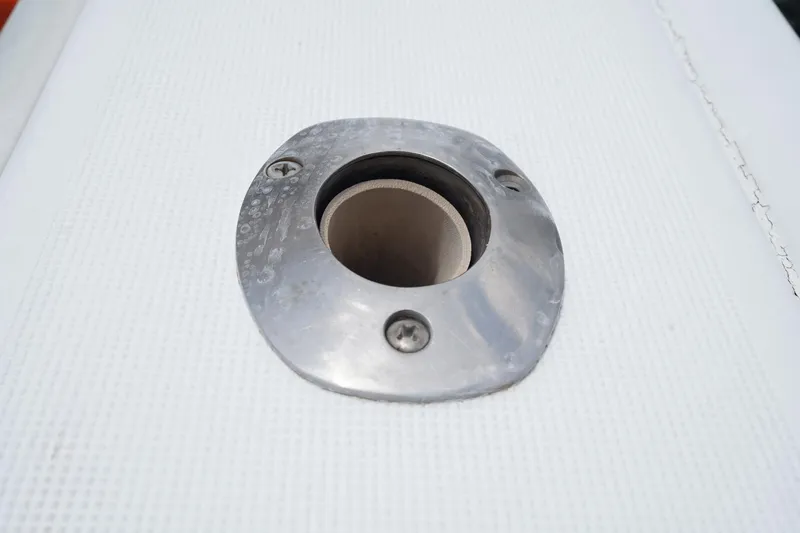 Relentless Yacht Photos Pics Stainless steel fitting on 1993 Tiara Yachts 4300 Convertible deck.