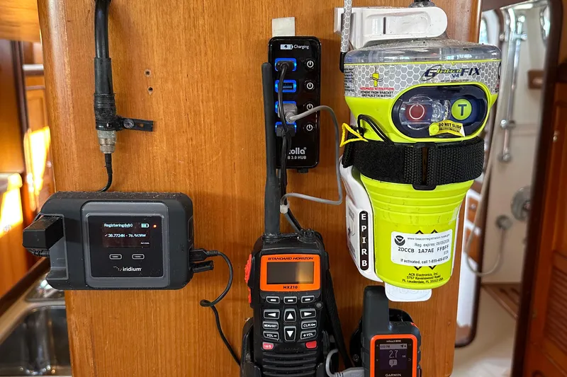 Eos Yacht Photos Pics Navigation and communication devices on a 2006 Passport 470 yacht interior.