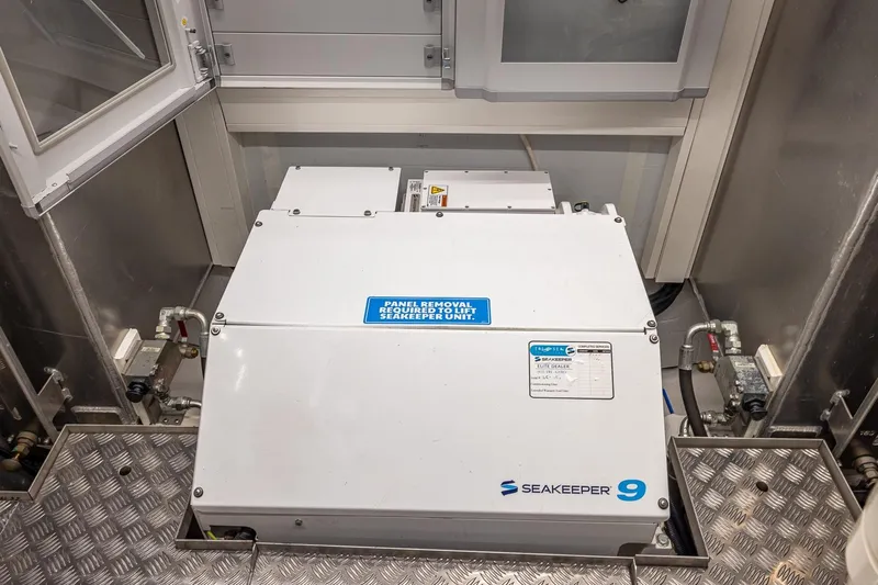  Yacht Photos Pics Seakeeper 9 stabilizer in 2024 Astondoa 66 Flybridge yacht engine room.