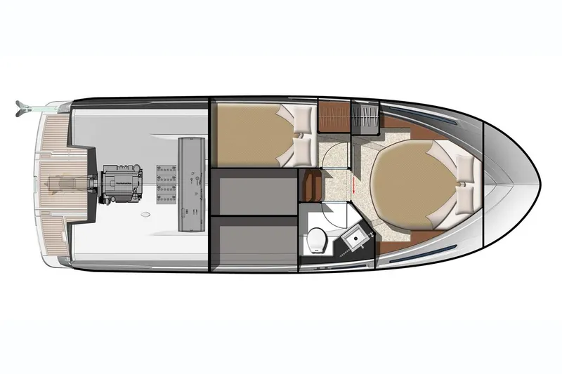  Yacht Photos Pics Manufacturer Provided Image: Top view layout of 2018 Jeanneau NC 9 boat interior.