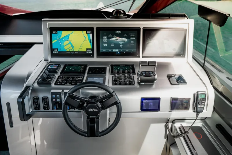 Mana Yacht Photos Pics Cockpit of 2025 Maori 54XL yacht with advanced navigation and control systems.