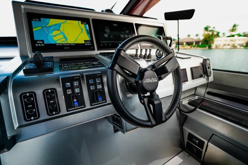 Mana Yacht Photos Pics Control panel of 2025 Maori 54XL yacht with advanced navigation systems.