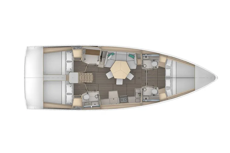 One Heart Yacht Photos Pics Manufacturer Provided Image: Layout of Dufour 44 yacht, model year 2025.