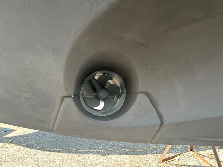  Yacht Photos Pics Close-up of a 2017 Bavaria S36 Coupe boat's bow thruster.