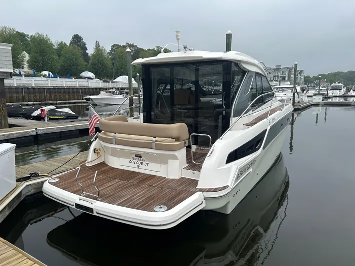  Yacht Photos Pics 2017 Bavaria S36 Coupe docked at a marina, showcasing sleek design and modern features.
