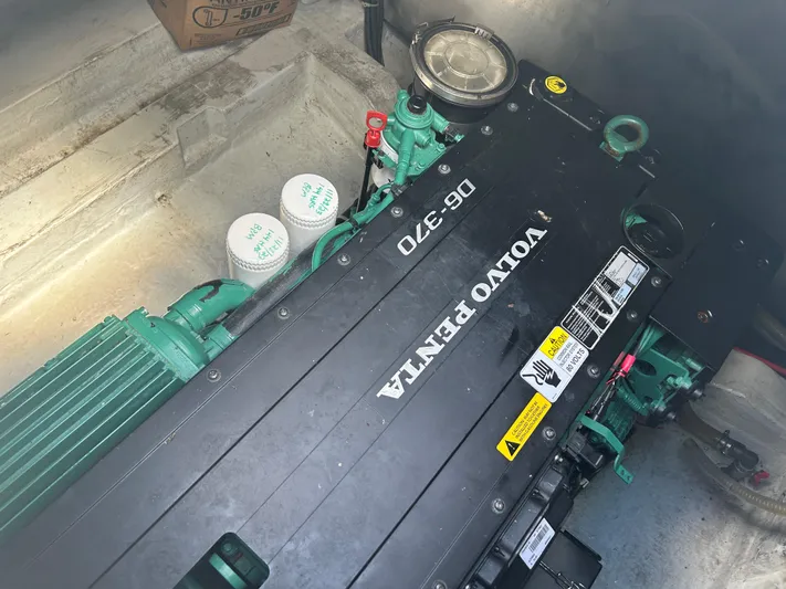  Yacht Photos Pics Engine compartment of a 2017 Bavaria S36 Coupe with Volvo Penta D6-370 engine.